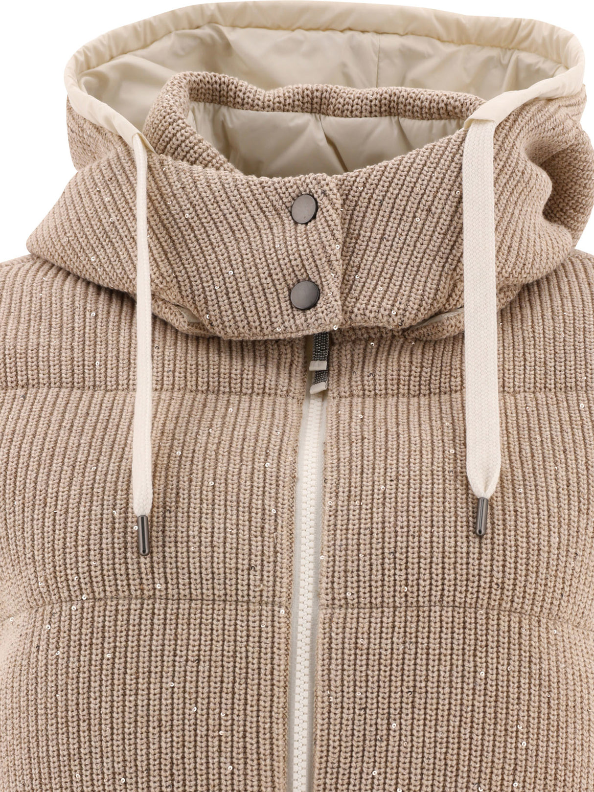 BRUNELLO CUCINELLI Dazzling Tan Rib Knit Down Vest for Women - SS24