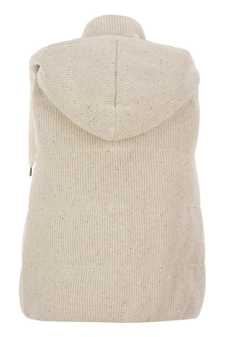 BRUNELLO CUCINELLI Dazzling Cotton Knit Sleeveless Down Jacket