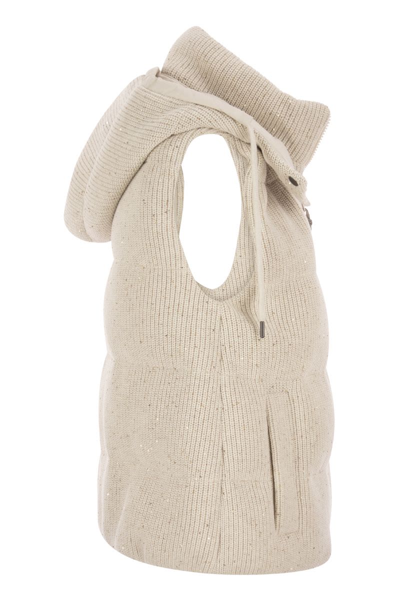 BRUNELLO CUCINELLI Dazzling Cotton Knit Sleeveless Down Jacket