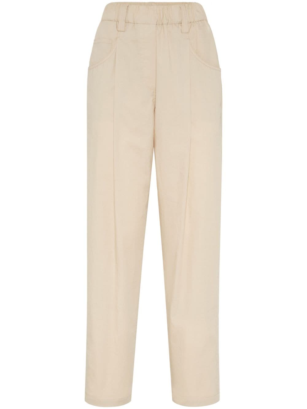 BRUNELLO CUCINELLI Light Beige Cotton Baggy Trousers for Women in SS24