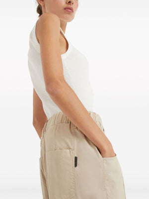 BRUNELLO CUCINELLI Light Beige Cotton Baggy Trousers for Women in SS24