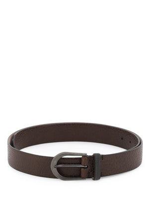 BRUNELLO CUCINELLI Brown 100% Leather Grained Texture Belt for Women - SS24