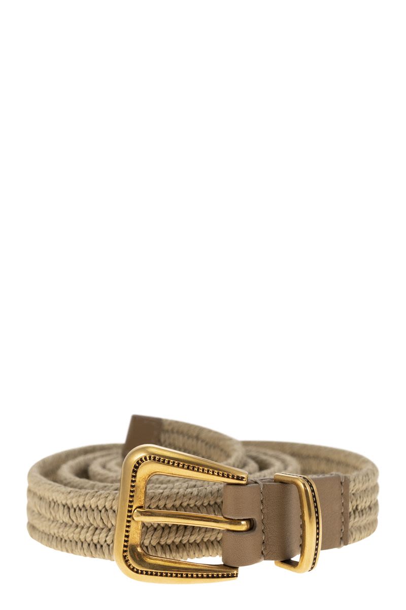 BRUNELLO CUCINELLI Rustic Woven Linen Belt - 2.5 cm Height