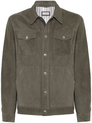 BRUNELLO CUCINELLI Men's Suede Jacket with Stud Detail