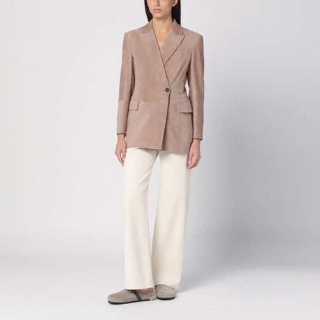 BRUNELLO CUCINELLI Chic Beige Suede Jacket for Women - FW24