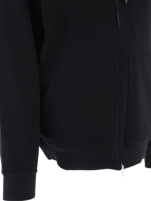 BRUNELLO CUCINELLI Black Drawstring Hoodie with Zip Fastening and Pockets for Men - Spring/Summer 2024