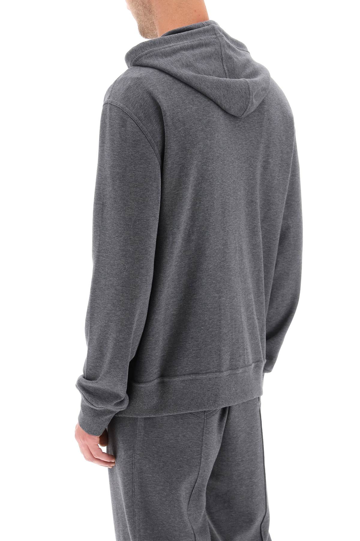 Áo hoodie zip hai chiều màu xám bằng vải cotton pha