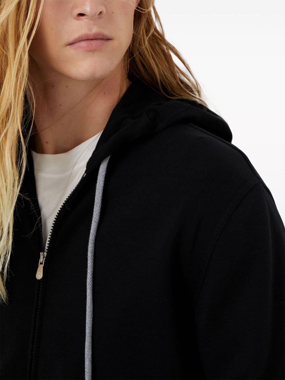 BRUNELLO CUCINELLI Black Drawstring Hoodie with Zip Fastening and Pockets for Men - Spring/Summer 2024