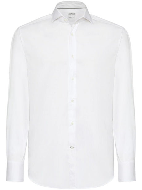 BRUNELLO CUCINELLI Classic White Cotton Button-Up Shirt for Men - SS25