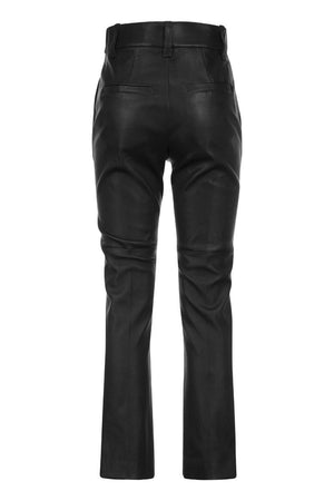 BRUNELLO CUCINELLI High-Waisted Stretch Nappa Leather Cigarette Trousers