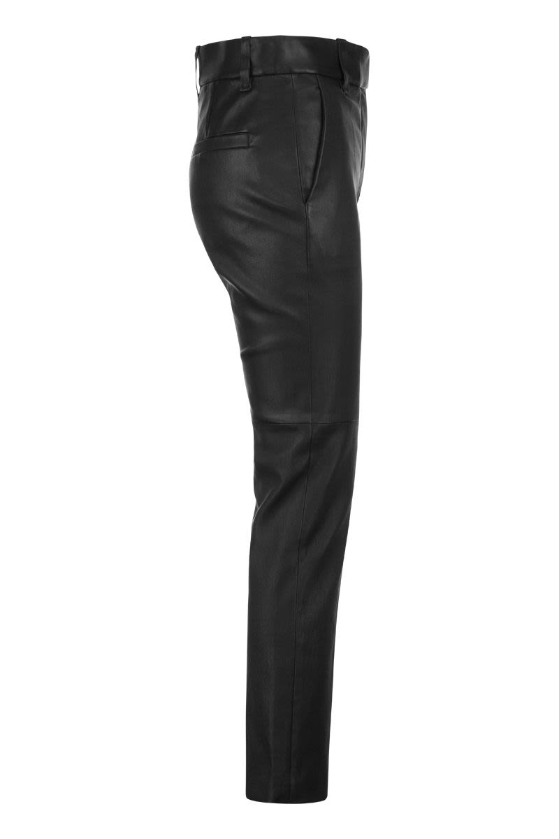 BRUNELLO CUCINELLI High-Waisted Stretch Nappa Leather Cigarette Trousers