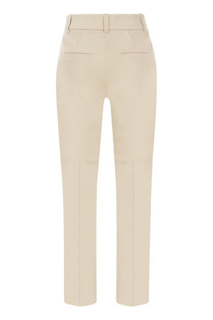 BRUNELLO CUCINELLI High-Waisted Stretch Nappa Leather Cigarette Trousers