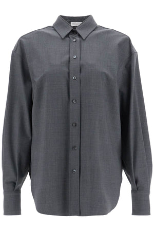 BRUNELLO CUCINELLI Luxurious Wool Blend Shirt with Monile Collar Detail