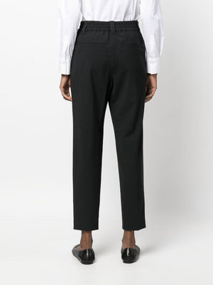 BRUNELLO CUCINELLI Tailored Cropped Trousers in Black Wool Blend for Women - FW23