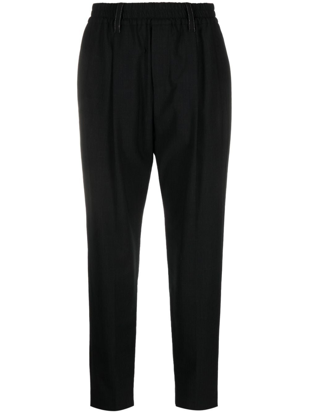 BRUNELLO CUCINELLI Tailored Cropped Trousers in Black Wool Blend for Women - FW23