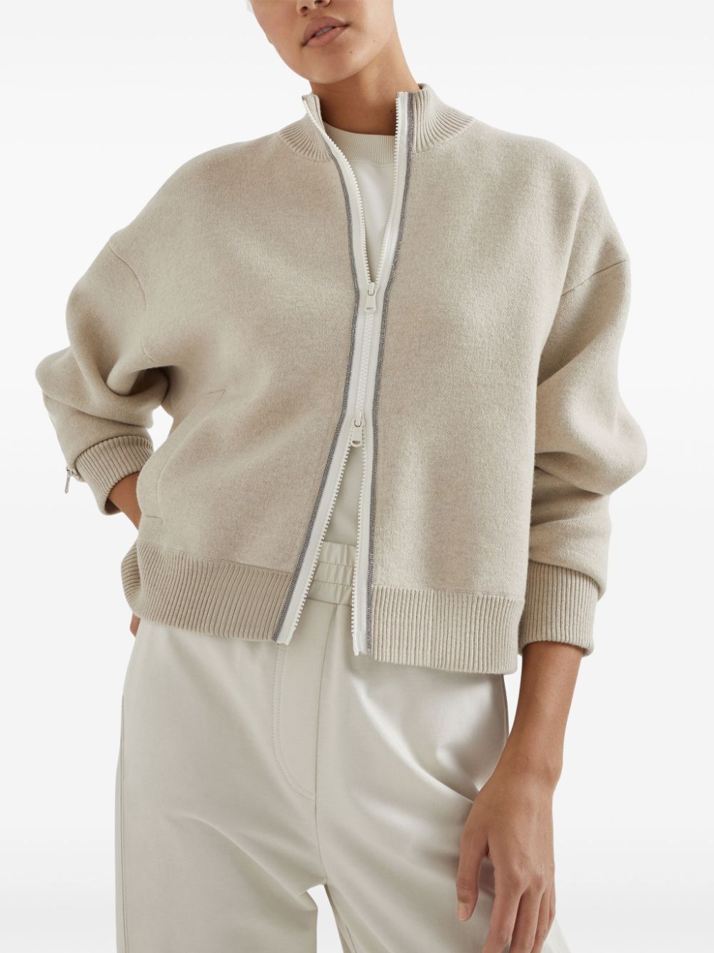 BRUNELLO CUCINELLI Cashmere Blend Zip-Up Cardigan