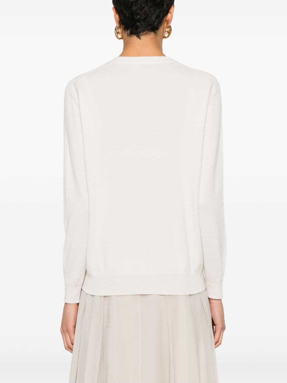 BRUNELLO CUCINELLI Elegant Cashmere Crewneck Sweater with Monili Detail