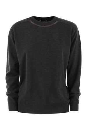 BRUNELLO CUCINELLI Elegant Cashmere Sweater with Jewel Neckline