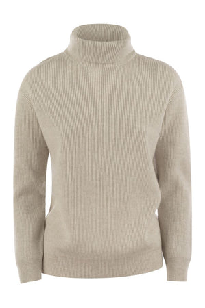 BRUNELLO CUCINELLI Luxurious Cashmere Turtleneck Sweater with Monile Embellishment