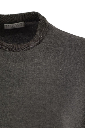 BRUNELLO CUCINELLI Luxury Cashmere Sweater with Sparkling Necklace Detail