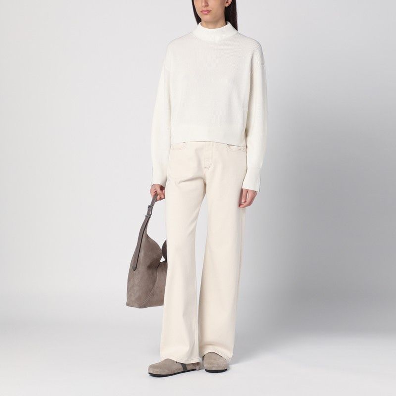 BRUNELLO CUCINELLI Elevated White Cashmere Turtleneck Sweater