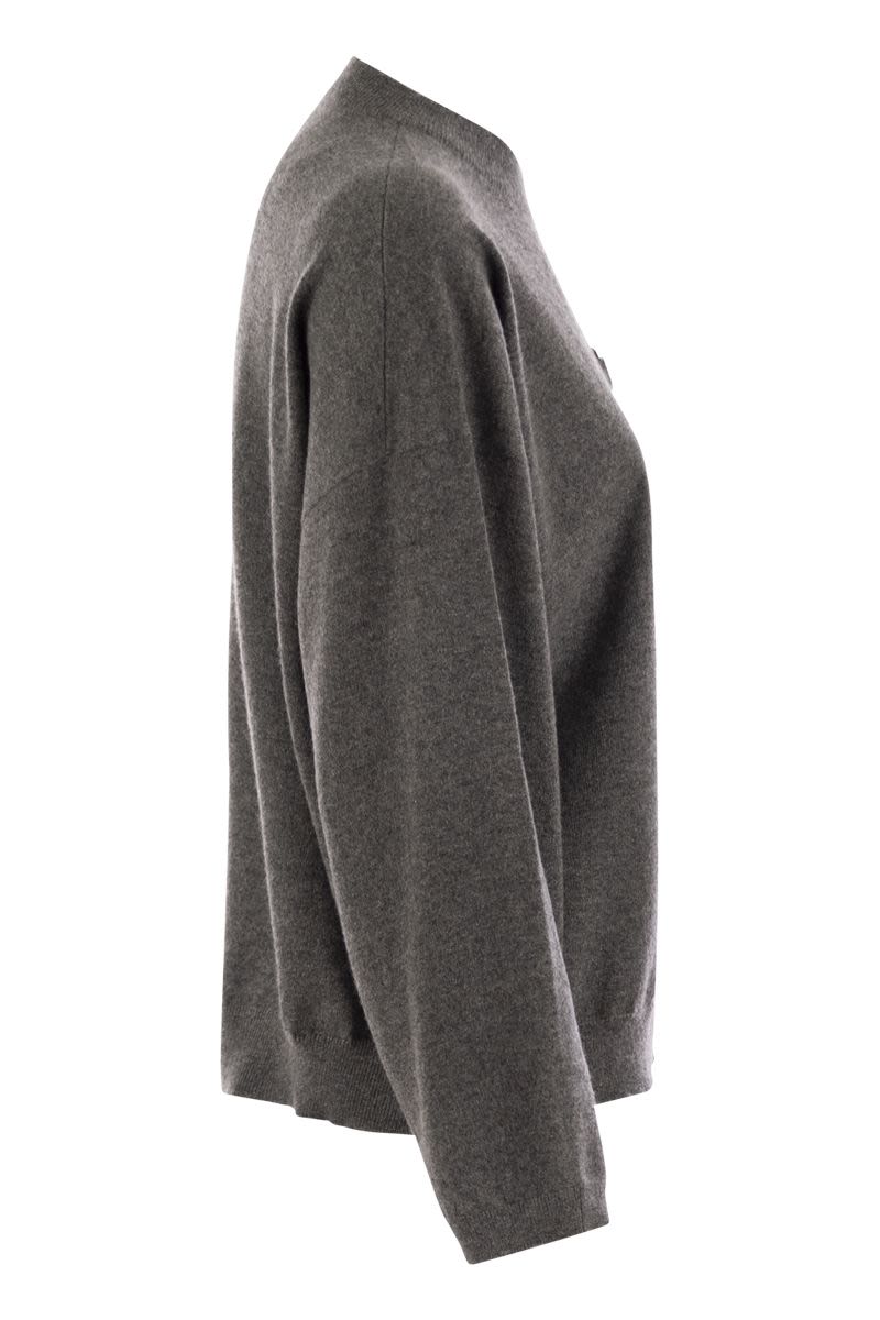 เสื้อกันหนาวผ้าขนสัตว์ Cashmere สวยหรูพร้อมกระเป๋าเคลือบ Monile