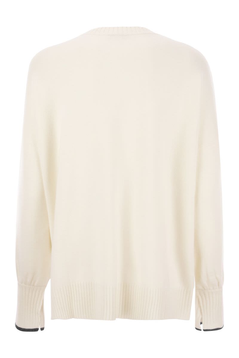 BRUNELLO CUCINELLI Luxurious Cashmere Knit with Shiny Embellished Cuffs for Women - FW23