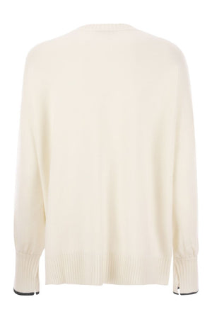 BRUNELLO CUCINELLI Luxurious Cashmere Knit with Shiny Embellished Cuffs for Women - FW23