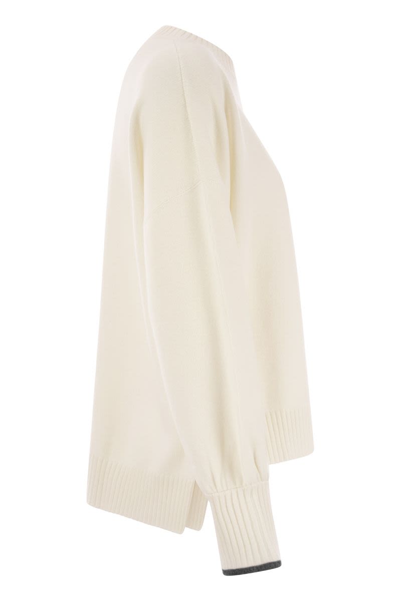 BRUNELLO CUCINELLI Luxurious Cashmere Knit with Shiny Embellished Cuffs for Women - FW23