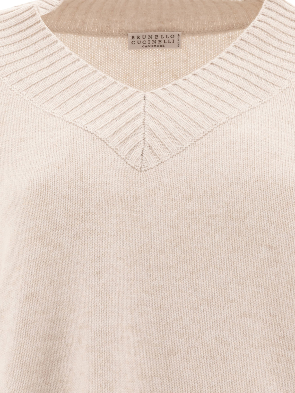 BRUNELLO CUCINELLI Cashmere Sweater with Shiny Cuff Details - Long Sleeve