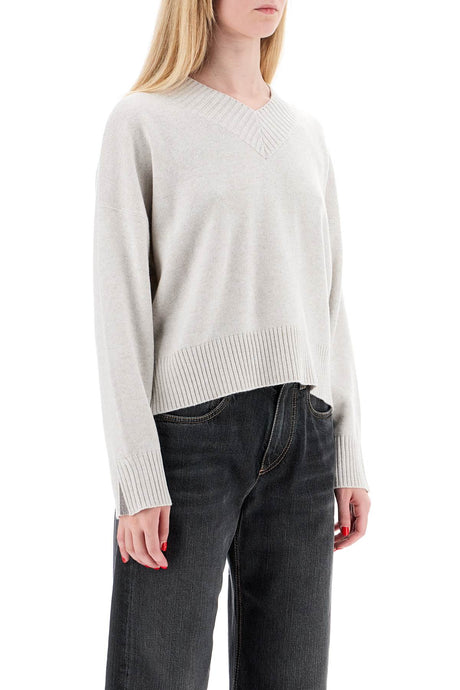 BRUNELLO CUCINELLI Cashmere Pullover with Shiny Cuff Details - Size S