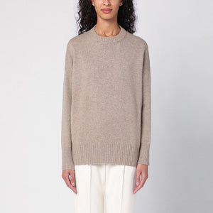 BRUNELLO CUCINELLI Elegant Beige Cashmere Crew-Neck Sweater