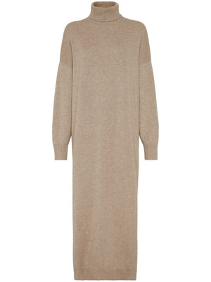 BRUNELLO CUCINELLI Mid-Length Cashmere Dress with Elegant Details