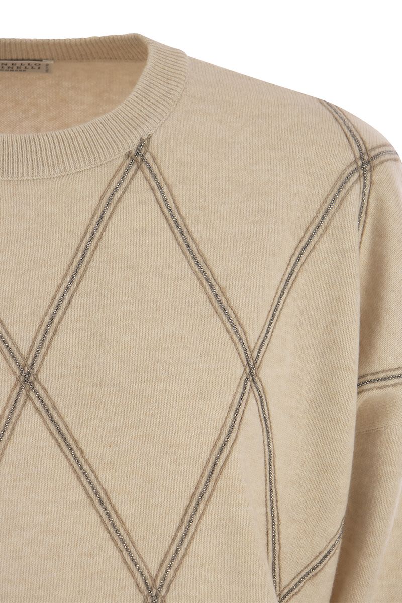 BRUNELLO CUCINELLI Luxurious Beige Crew-Neck Sweater for Women - FW23