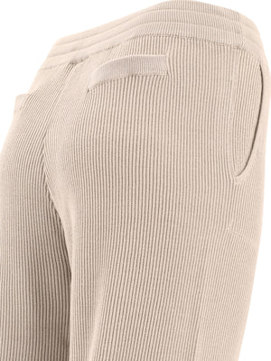 BRUNELLO CUCINELLI Beige Cotton Knit Eyelet Trousers for SS24