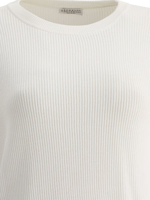 BRUNELLO CUCINELLI Classic White Cotton Sweater