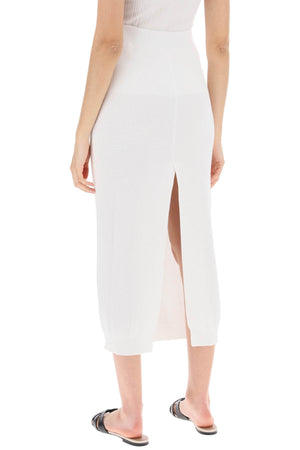 BRUNELLO CUCINELLI White Cotton Knit Midi Skirt for Women