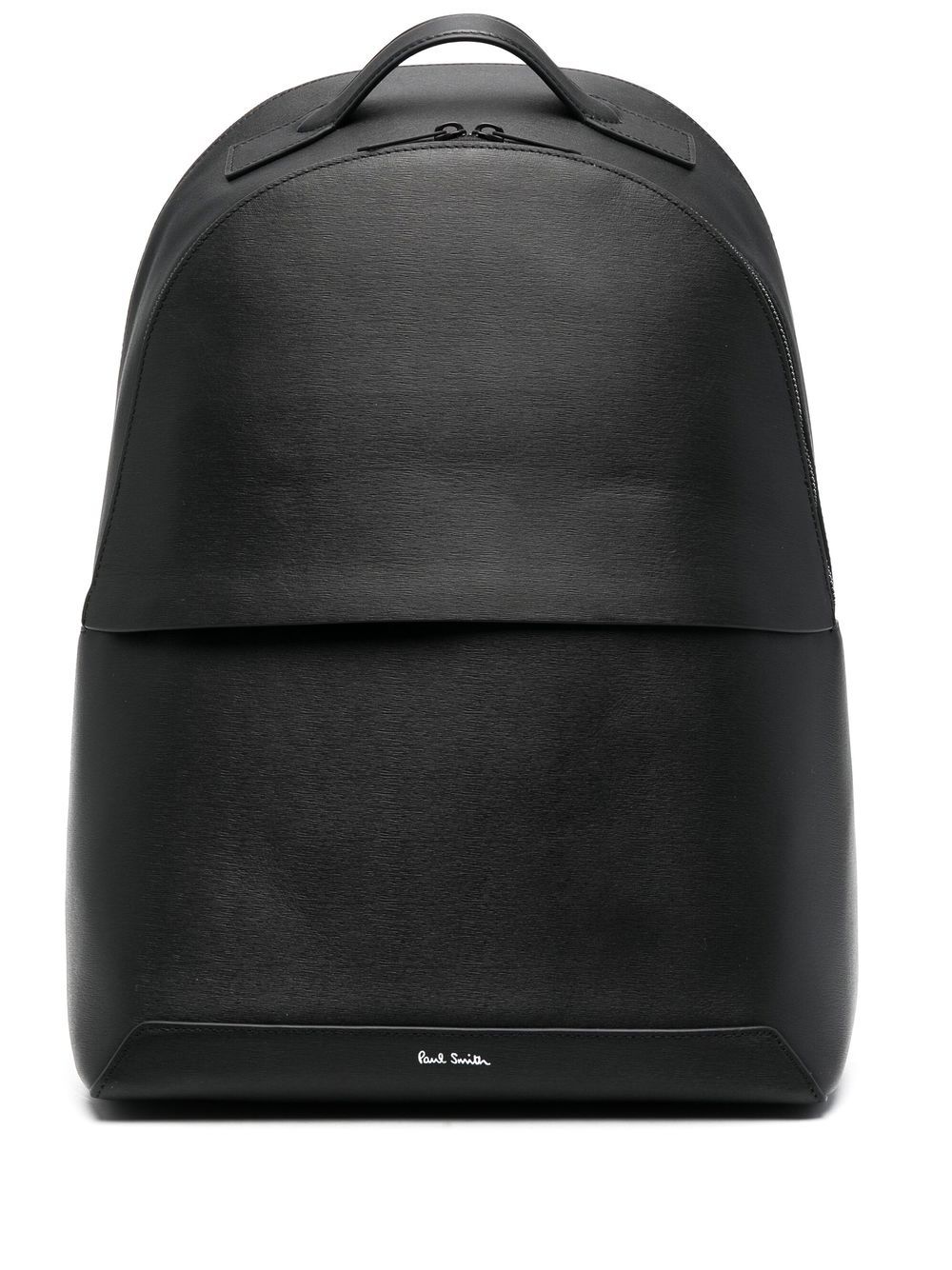 PAUL SMITH Leather Backpack with Zip Closure and Striped Lining