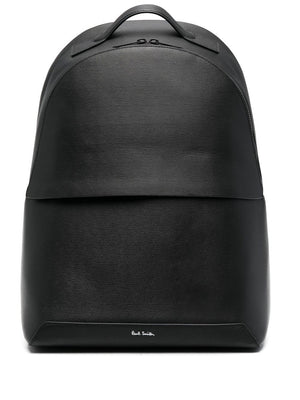 PAUL SMITH Leather Backpack with Zip Closure and Striped Lining