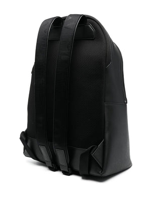 PAUL SMITH Leather Backpack with Zip Closure and Striped Lining