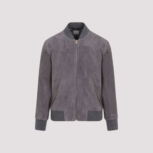 PAUL SMITH Modern Grey Suede Bomber Jacket for Men