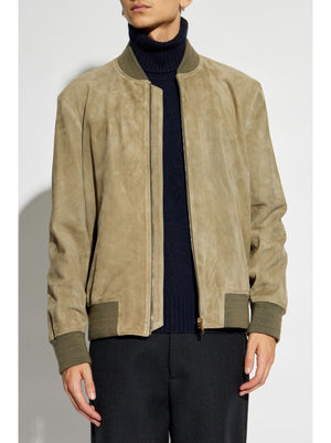 PAUL SMITH Luxurious Green Suede Bomber Jacket