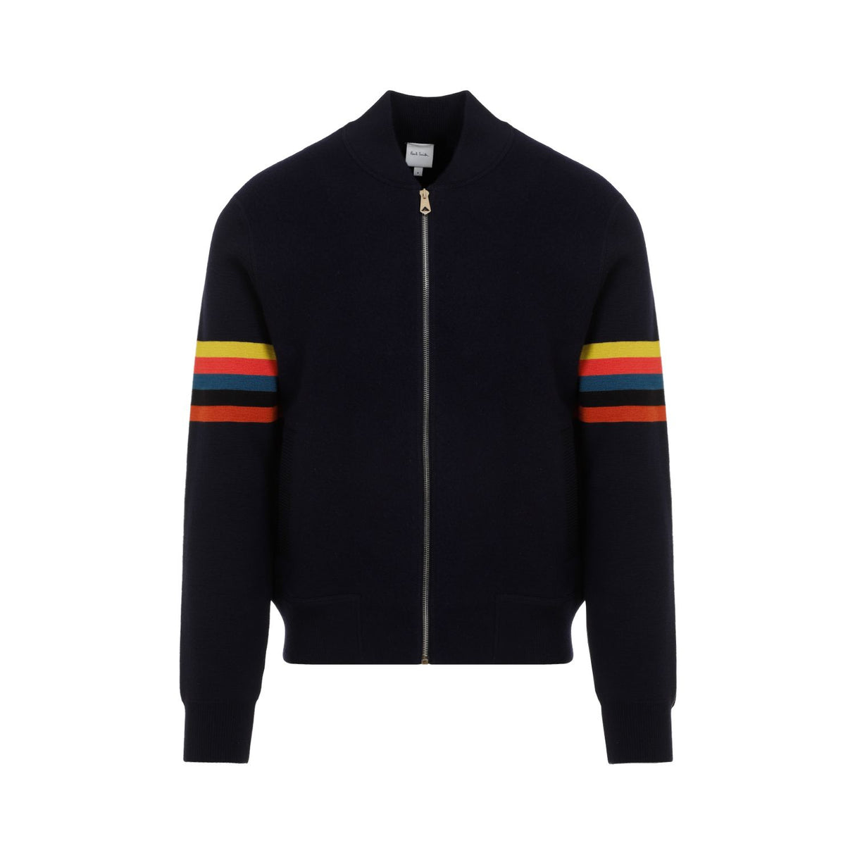 PAUL SMITH Navy Wool Knit Bomber Jacket for Men - FW24