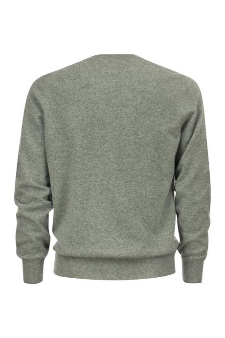 BRUNELLO CUCINELLI Luxury Gray Cashmere Crewneck Sweater for Men