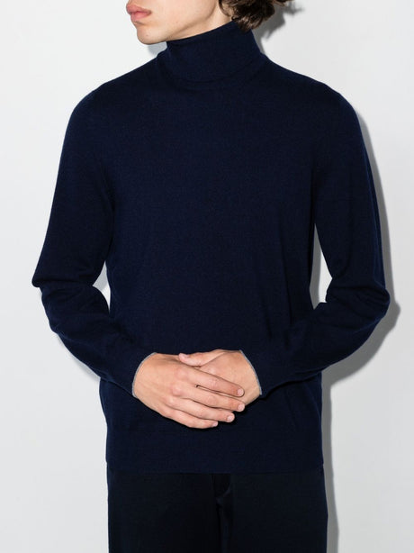 BRUNELLO CUCINELLI Luxury Navy Cashmere Turtleneck Sweater