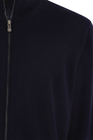 BRUNELLO CUCINELLI Luxury Navy Cashmere Zip Cardigan