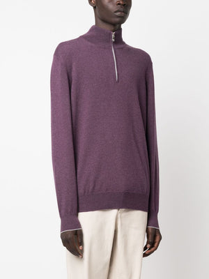 紫のカシミアハイネックセーター（メンズ用）