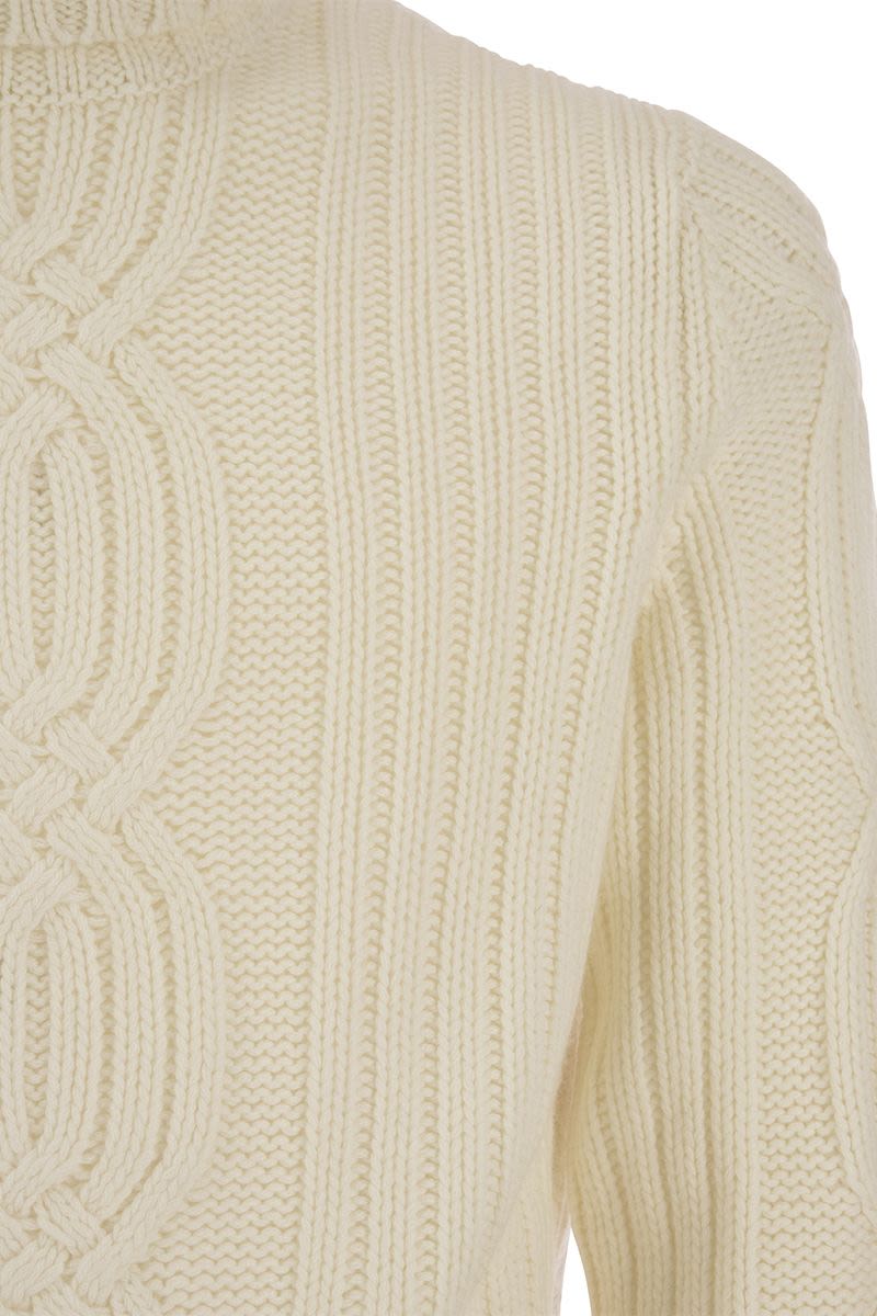 BRUNELLO CUCINELLI Cream Braided Cashmere Turtleneck Sweater for Men - FW23