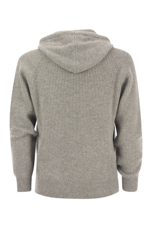 BRUNELLO CUCINELLI Men's Grey Zippered Sweater for 2024 Season