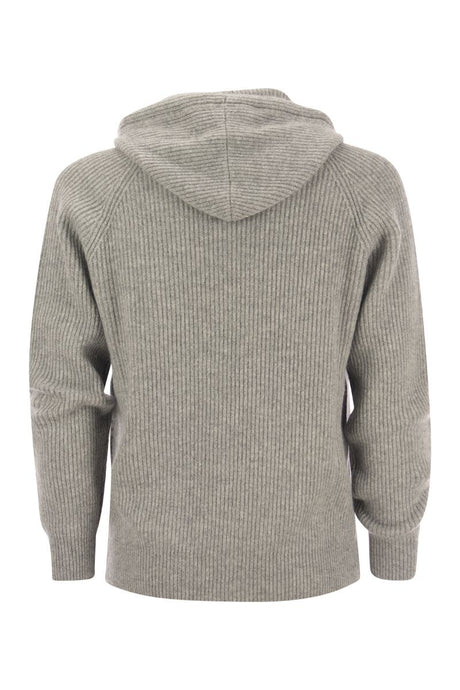 BRUNELLO CUCINELLI Men's Grey Zippered Sweater for 2024 Season